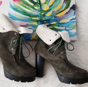 Cape Robbin Olive Fleece Lined Platform Bootie